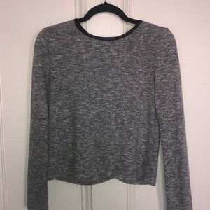 Jennyfer Open Back Sweater with Leather Trim